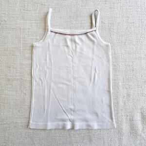 Hanna Andersson White Organic Cotton Cami with Purple Trim VGUC 6-8